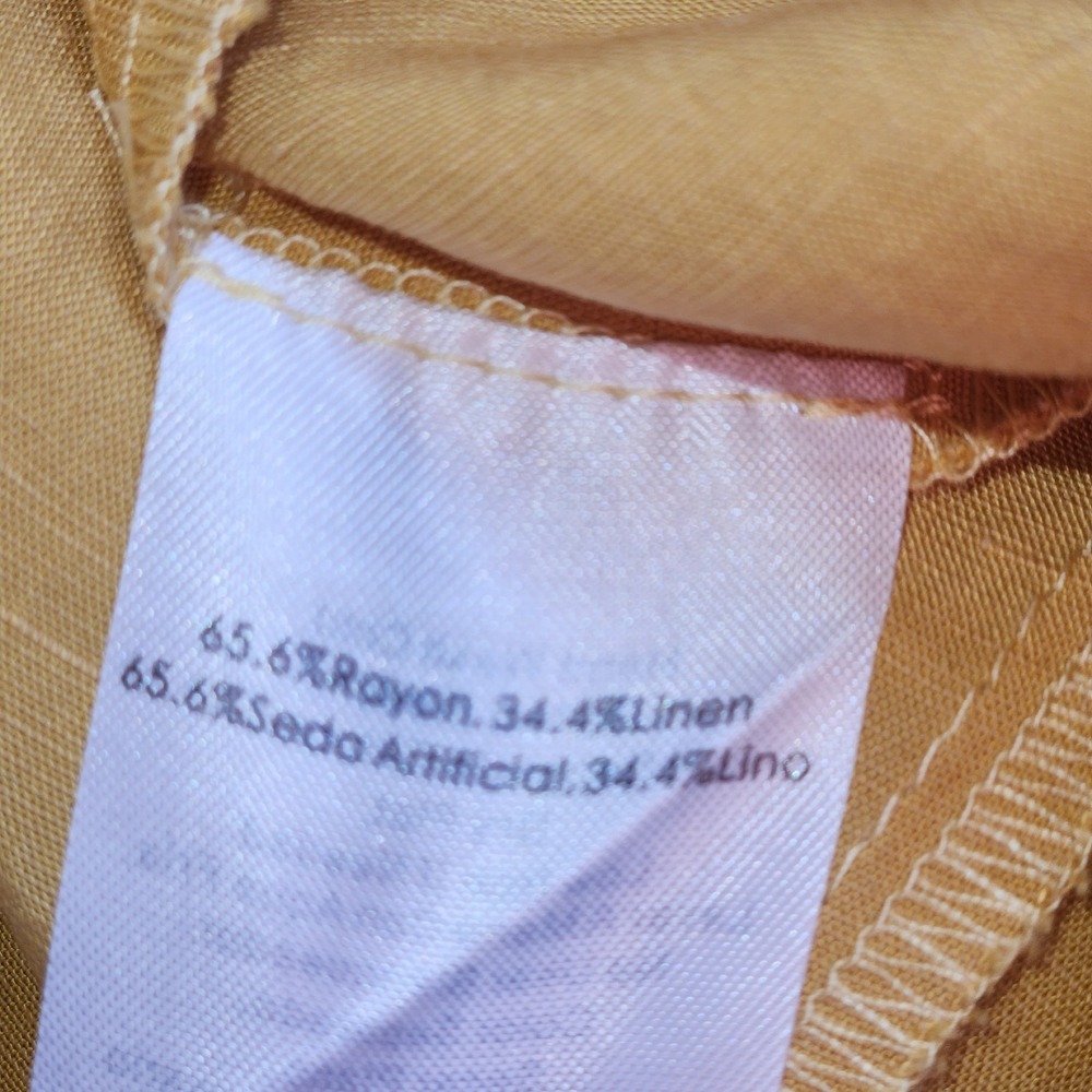 EMORY PARK Dress Size L Yellow Bohemian Cut Outs Low Back Linen Blend‎ - Picture 7 of 11